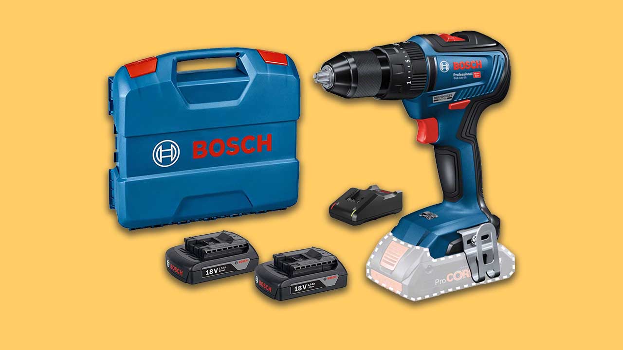 Bosch GSB 18v-55 professional combi drill with 2 batteries, charger and case